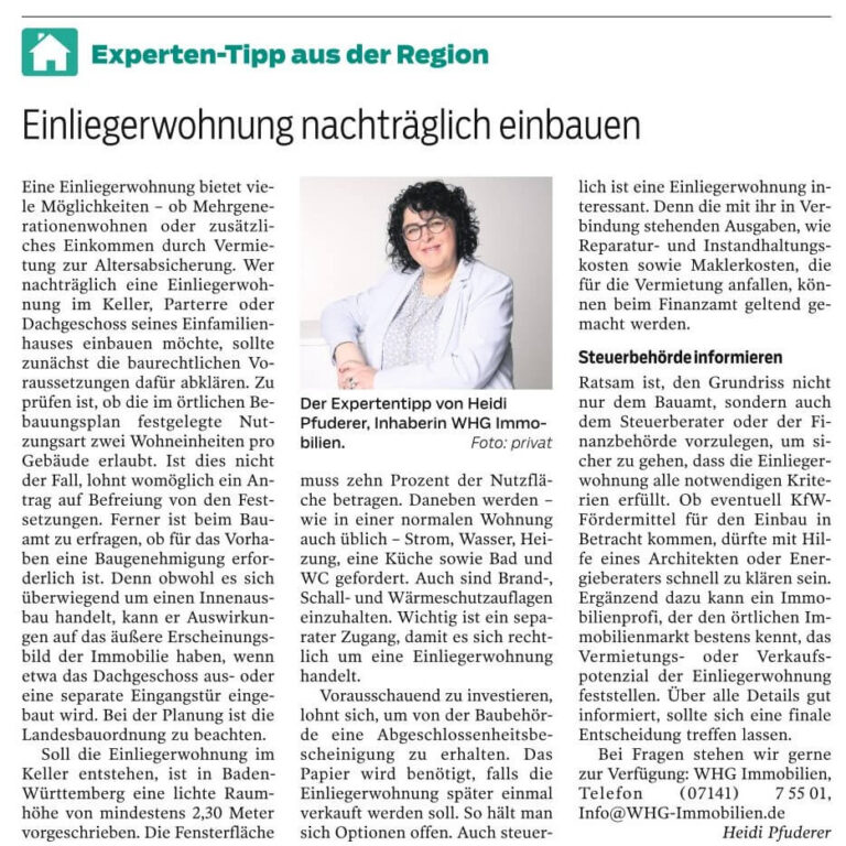 Einliegerwohnung nachträglich einbauen