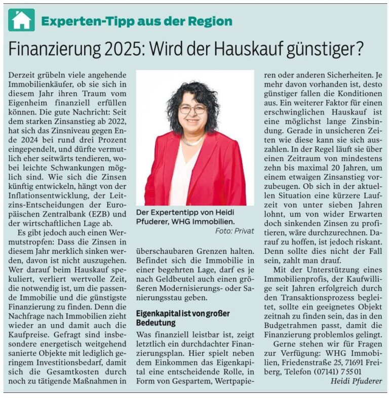 Finanzierung 2025: Wird der Hauskauf günstiger?