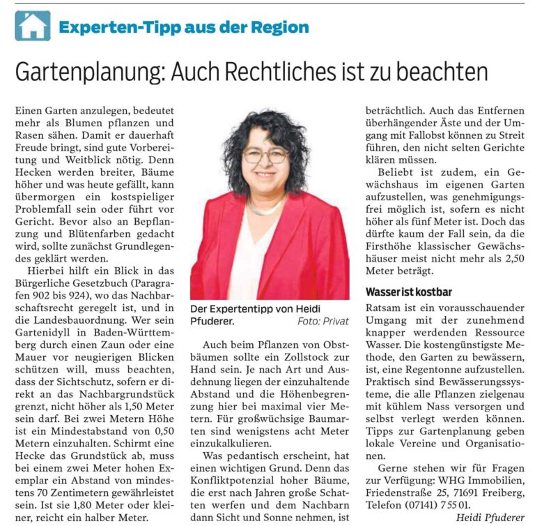 Gartenplanung: Auch Rechtliches ist zu beachten