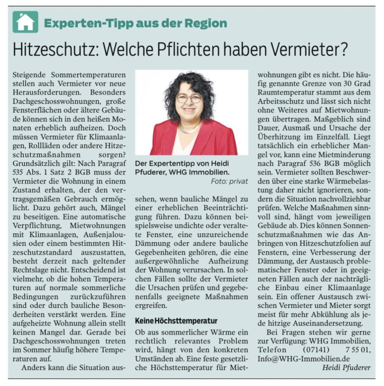 Hitzeschutz: Welche Pflichten haben Vermieter?