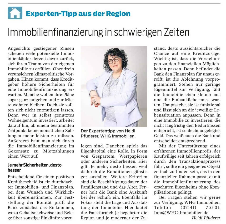 Immobilienfinanzierung in schwierigen Zeiten
