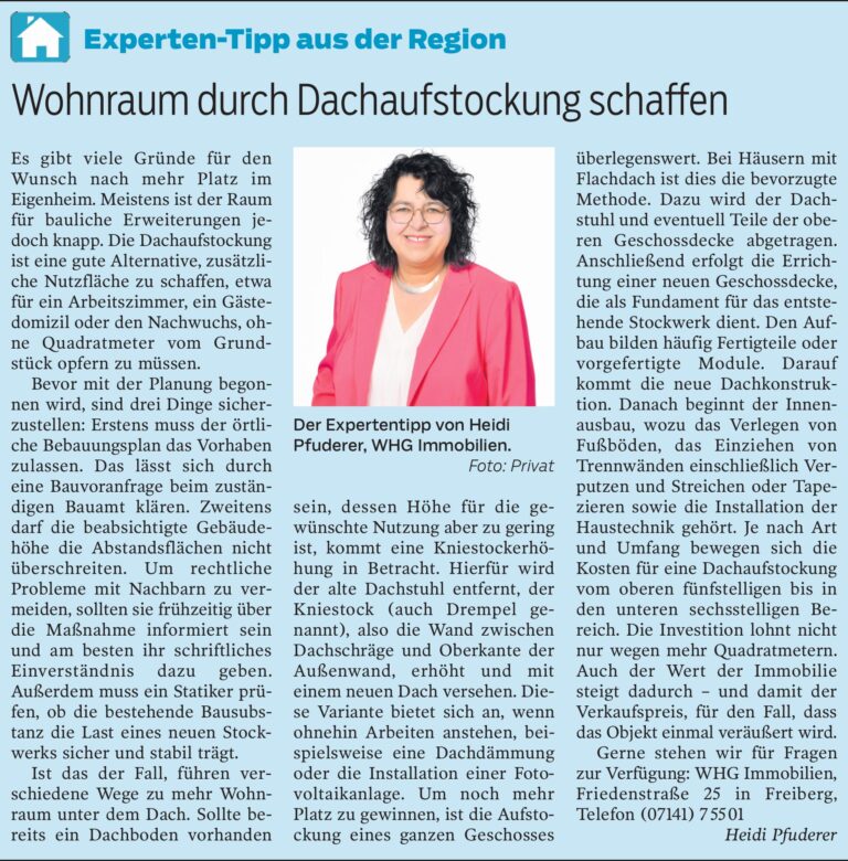 Wohnraum durch Dachaufstockung schaffen
