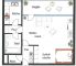 Preisreduziert: Gepflegte 1,5-Zimmer-Wohnung mit großem Balkon und toller Aussicht! - Grundrissplan